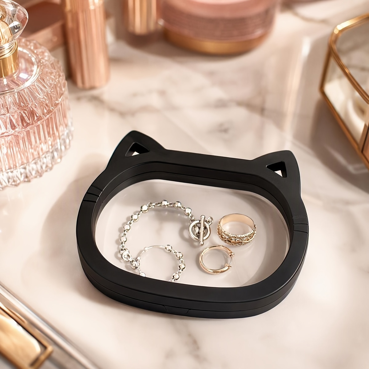 3pcs Cute Cat Ear Transparent Jewellery Storage Boxes